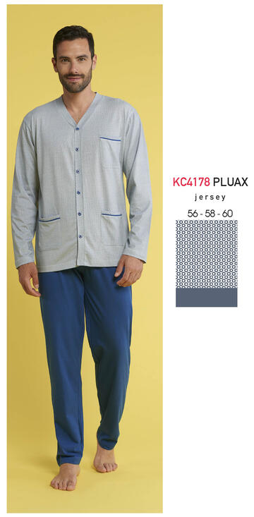 ART. KC4178 PLUAX- pigiama uomo m/l 100% cotone kc4178 pluax aperto calibrato - Fratelli Parenti
